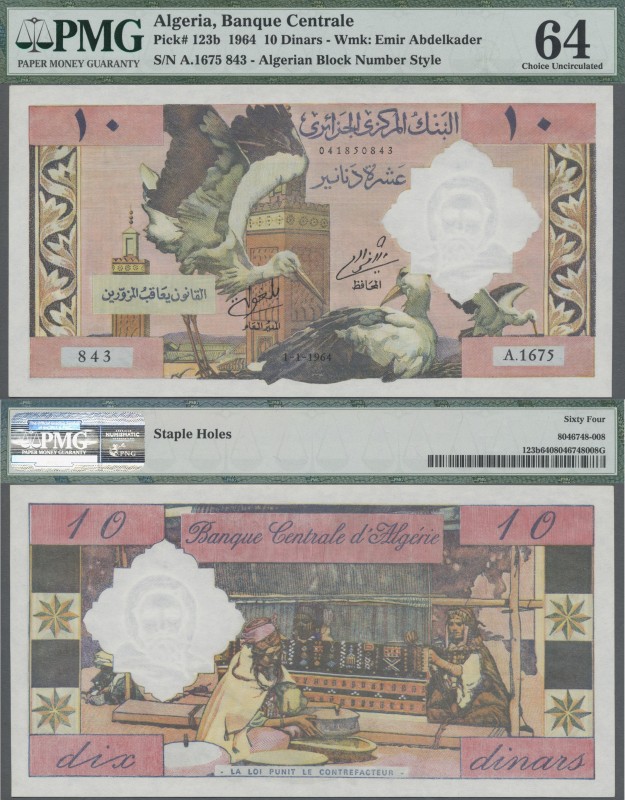 Algeria: Banque Centrale d'Algérie 10 Dinars 1964 with Algerian Block # style, P...