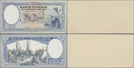 Argentina: Banco Central de la Republica Argentina offset printed front and reverse design proof for 1000 Pesos L.1935 on normal paper, similar to the...