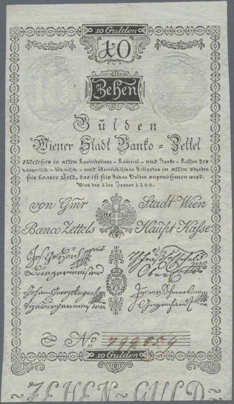 Austria: Wiener Stadt-Banco Zettel, 10 Gulden 1800, P.A32a, excellent condition ...