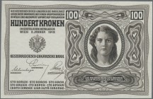 Austria: Oesterreichisch-Ungarische Bank / Osztrák-Magyar Bank 100 Kronen 1912 intaglio printed front proof in black and white, P.12fp (Richter 156), ...