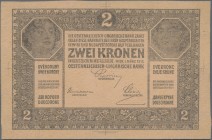 Austria: Oesterreichisch-Ungarische Bank / Osztrák-Magyar Bank 2 Kronen 1917 offset printed front proof on brown cardboard, P.21fp (Richter 168c1) in ...