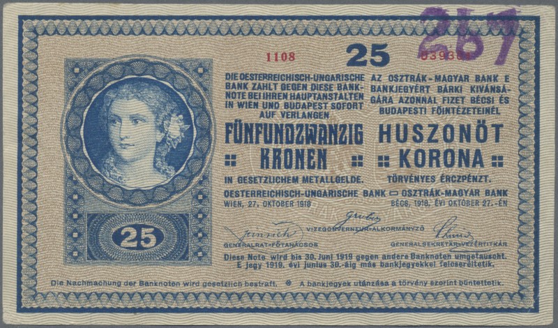 Austria: Oesterreichisch-Ungarische Bank / Osztrák-Magyar Bank 25 Kronen 1918 wi...