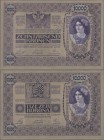 Austria: Oesterreichisch-Ungarische Bank / Osztrák-Magyar Bank 10.000 Kronen 1918 SPECIMEN, P.25s with perforation ”MUSTER” at center and regular red ...