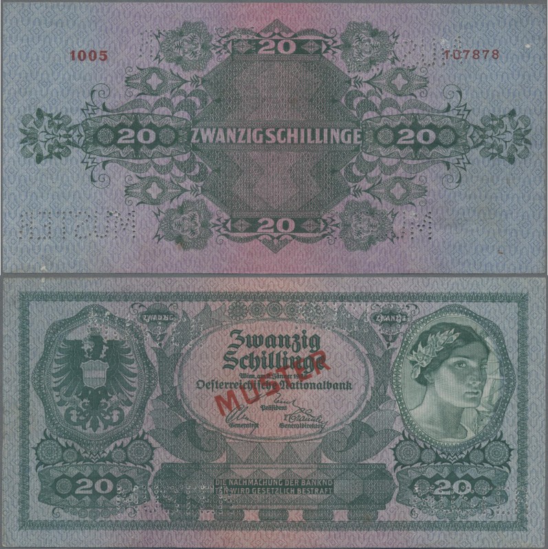 Austria: Oesterreichische Nationalbank 20 Schillinge 1925 SPECIMEN, P.90s with r...