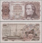 Austria: Lot with 5 banknotes 500 Schilling 1965 with portrait of Josef Ressel, P.139 with partly running serial numbers: F156973I, F156974I, F156975I...
