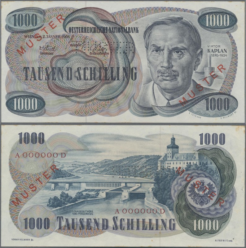 Austria: Oesterreichische Nationalbank, highly rare 1000 Schilling 1961 SPECIMEN...