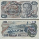 Austria: Oesterreichische Nationalbank, highly rare 1000 Schilling 1961 SPECIMEN, P. 140s, so called ”Kleiner Kaplan” / ”Small Kaplan”, white underpri...