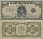Canada: Dominion of Canada 2 Dollars 1923, P.34j, still nice with a number of folds and creases and lightly toned paper. Condition: F+
 [differenzbes...