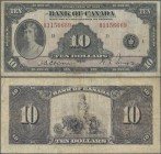 Canada: The Bank of Canada 10 Dollars 1935, P.44, rare issue with folds, minor spots and creases. Condition: F/F+
 [differenzbesteuert]