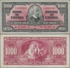 Canada: Bank of Canada / Banque du Canada 1000 Dollars 1937 Specimen without signatures, P.65s, Specimen with red overprint ”Specimen” and serial numb...