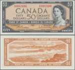 Canada: Bank of Canada 50 Dollars 1954 with signatures: Beattie & Rasminsky, P.82b, perfect condition with great embossing, strong paper and bright co...