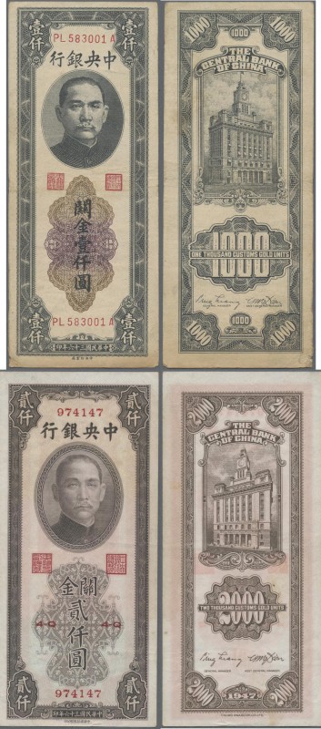 China: Nice lot with 14 banknotes of the 1930 Customs-Gold-Units issue containin...