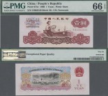 China: China Peoples Republic 1 Yuan 1960 with serial # prefix: 2 Roman numerals, P.874c, PMG graded 66 Gem Uncirculated EPQ.
 [zzgl. 7 % Importspese...