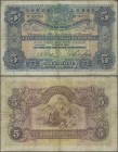 China: Hong Kong & Shanghai Banking Corporation, SHANGHAI branch, 5 Dollars 1923, P.S353, highly rare banknote, still with bright colors, several fold...