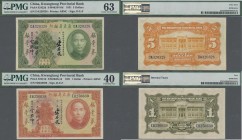 China: Kwangtung Provincial Bank pair with 1 Dollar 1931 P.S2421d PMG 40 and 5 Dollars 1931 P.S2422d PMG 63. (2 pcs.)
 [zzgl. 7 % Importspesen]
