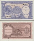 Congo: Republic of Congo 1000 Francs 1962 with overprint Conseil Monétaire de la République du Congo on Belgian Congo #29, P.2, tiny traces of foreign...