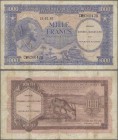 Congo: Conseil Monétaire de la République du Congo 1000 Francs 1962, P.2, still intact with lightly toned paper and several folds. Condition: F. rare!...