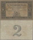 Danish West Indies: 2 Westindiske Dalere L.1849 (1898) remainder, P.8r, very nice and attractive note with a few folds and minor spots. Condition: VF....