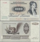 Denmark: Danmarks National Bank 1000 Kroner (19)86, P.53f, tiny dint at lower left, otherwise perfect, Condition: aUNC/UNC.
 [differenzbesteuert]