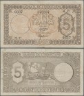 Djibouti: Banque de l'Indochine 5 Francs ND(1945), P.14, still strong paper with a few minor spots and several folds. Condition: F/F+
 [zzgl. 19 % Mw...
