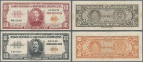 Dominican Republic: Banco Central de la República Dominicana 10 Pesos ND(1949) P.62 (VF) and 10 Pesos ND(1962) P.93a (VF). Nice set. (2 pcs.)
 [diffe...
