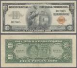 Dominican Republic: Banco Central de la República Dominicana 100 Pesos ND(1947), P.65a, very nice note in great condition, two tiny pinholes at upper ...