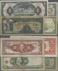 El Salvador: Nice set with 4 banknotes containing 1 Colon 1949 P.83a (VF), 2 Colones 1964 P.101 (F+), 5 Colones 1955 P.92a (F-) and 100 Colones 1983 P...