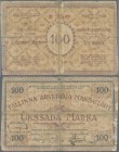 Estonia: Tallinna Arvekoja 100 Marka 1919, P.A3, highly rare but unfortunately in almost well worn condition with taped tears and tiny missing part at...