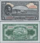 Ethiopia: The State Bank of Ethiopia 1 Dollar ND(1945) SPECIMEN with signature Rozell, P.12cs, red serial number AA000000, red overprint ”Specimen” on...