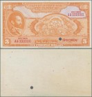 Ethiopia: State Bank of Ethiopia 5 Dollars ND(1945) uniface color trial SPECIMEN of front only, P.13cts in UNC condition. Very Rare!
 [differenzbeste...