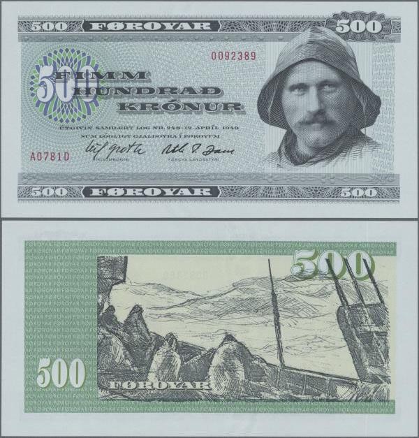 Faeroe Islands: 500 Kronur (19)78, P.22a in perfect UNC condition.
 [differenzb...