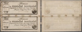 France: Trésorerie Nationale, Promesse de Mandat Territorial, uncut pair of the 25 Francs Assignat March 18th 1796 with ”Série” above signature at lef...