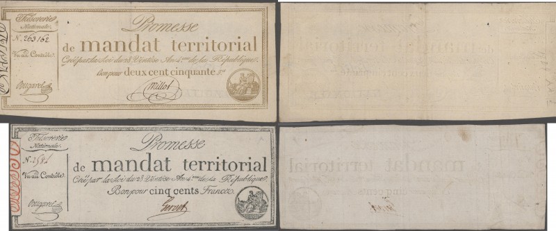 France: Trésorerie Nationale, Promesse de Mandat Territorial pair with 250 Franc...