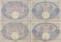 France: Banque de France, nice set with 3 banknotes 50 Francs 1913 (VF), 1915 (F+), 1916 (F with small border tear), P.64e (Fay. 14.26, 14.28, 14.29)....