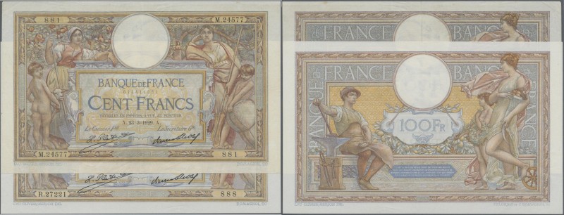 France: Banque de France pair of the 100 Francs 1929 (VF+/XF) and 1930 (XF/aUNC)...