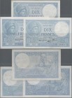 France: Banque de France set with 3 banknotes 10 Francs 1940/41 with signature title: Le Caissier Général & Le Secrétaire Général, P.84 (Fay.7.19, 7.2...