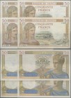 France: Banque de France set with 4 banknotes 50 Francs 1937/39 ”Cérès” with signatures: Rousseau & Favre-Gilly, P.85b (Fay.18.4, 18.21, 18.29, 18.31)...