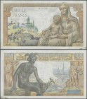 France: set of 7 MOSTLY CONSECUTIVE notes 1000 Francs ”Demeter” 1942/43 P. 102, from S/N 001401320 to - 329, with only a few notes missing in between,...