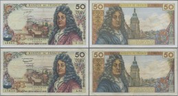France: Banque de France pair of the 50 Francs 1963/76 ”Jean Racine”, P.148a,f, with signatures: Gouin d'Ambrières / Tondu / Gargamall and Bouchet / T...