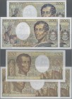 France: Banque de France set with 3 banknotes 200 Francs 1990/92/94 ”Baron de La Brède et de Montesquieu”, P.155d,e,f (Fay.70.10a, 70.12b, 70/2.1), Co...