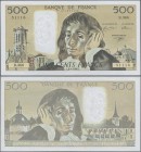 France: Banque de France set with 3 banknotes 500 Francs 1980/90/92 ”Blaise Pascal”, P.156e,h,i (Fay.71.21, 71.44, 71.49), Condition: VF to XF. (3 pcs...