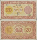 French Somaliland: Banque de l'Indochine – Djibouti/French Somaliland 20 Francs ND(1945), P.15, still nice with bright colors, lightly pressed and tin...