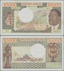 Gabon: Banque des États de l'Afrique Centrale - République Gabonaise 10.000 Francs ND(1974), P.5a, very soft vertical bend at center and a few minor s...