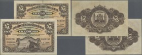 Gibraltar: Very nice and rare pair of the 5 Pounds June 1st 1942 issue, P.16a, printed by Waterlow & Sons. Great condition for both notes with strong ...