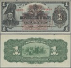 Haiti: Banque Nationale de la République d'Haïti 1 Gourde L.1919, P.140 overprint on #131, great condition and completely unfolded, small margin split...