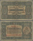 Hungary: Ministry of Finance 80 Filler overprint on 10.000 Korona 1923, Printer: Orell Füssli, Zürich, P.83c, very rare type and only a few pieces kno...