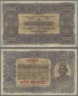 Hungary: Ministry of Finance 2 Pengö 1923 (1925) overprint on 25.000 Korona #78, P.84, extraordinary rare and seldom offered banknote, optically appea...