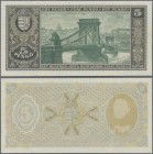 Hungary: Magyar Nemzeti Bank 5 Pengö 1926 unfinished front proof, P.89p with diagonal folds at left and right and tiny spots on back, Condition: VF+/X...
