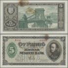 Hungary: Magyar Nemzeti Bank 5 Pengö 1926 SPECIMEN, P.89s with perforation ”MINTA” at lower center and red serial number A000 000000, no folds or othe...