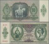 Hungary: Magyar Nemzeti Bank 10 Pengö 1936 SPECIMEN, P.100s with perforation ”MINTA” at lower center and redserial number B000 000000, soft vertical b...